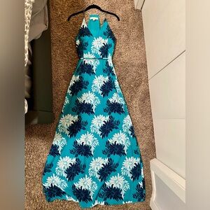LOFT Teal and Blue Floral Dress